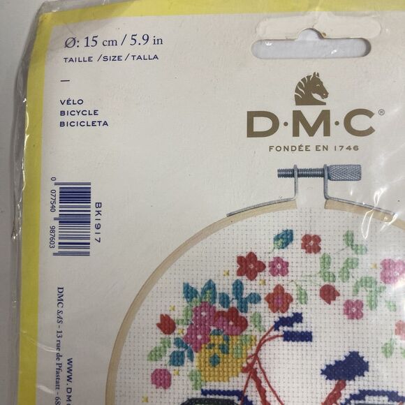 DMC Stitch Kit 6" Diameter Bicycle Counted Cross-Stitch Kit Crafts Whimsical - Picture 2 of 8